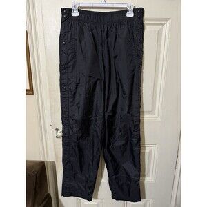 USA Olympics Snap Side Windbreaker Pants Womens L/G Black Vintage Athletic